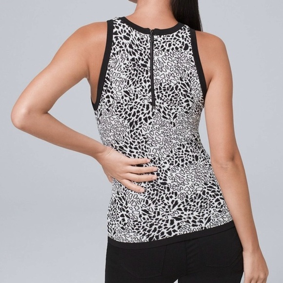 NEW White House Black Market Halter Neck Sweater Tank Top White Black Small - Picture 2 of 12